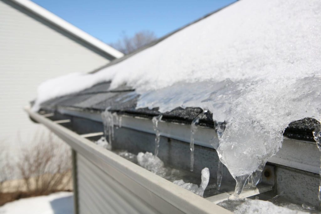 Ice on roof and gutters